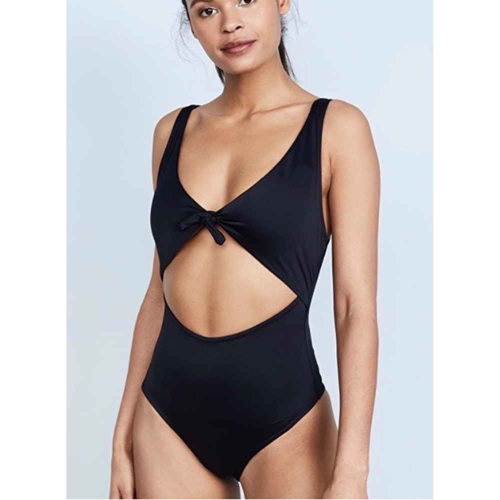 Peixoto Sophia One Piece Swimsuit Cutout Tie Front Monokini V-Neck Black M